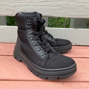 Dr Doc Martens Boots Women Size 6 Combs Black Canvas Classic Lace Up Sho…